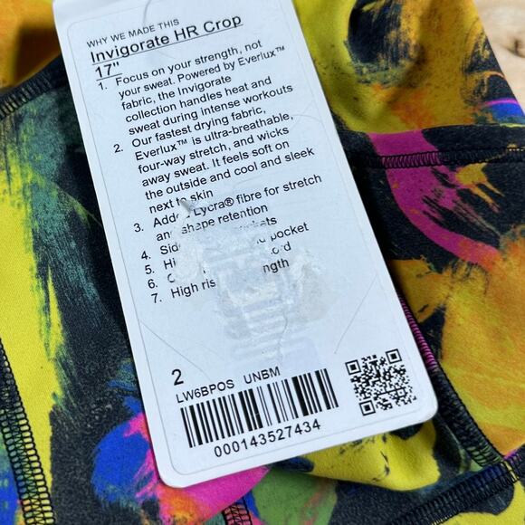 Lululemon Invigorate High-Rise Crop 17" Undertone Black Multi Women's Size 2 NWT - Picture 9 of 12